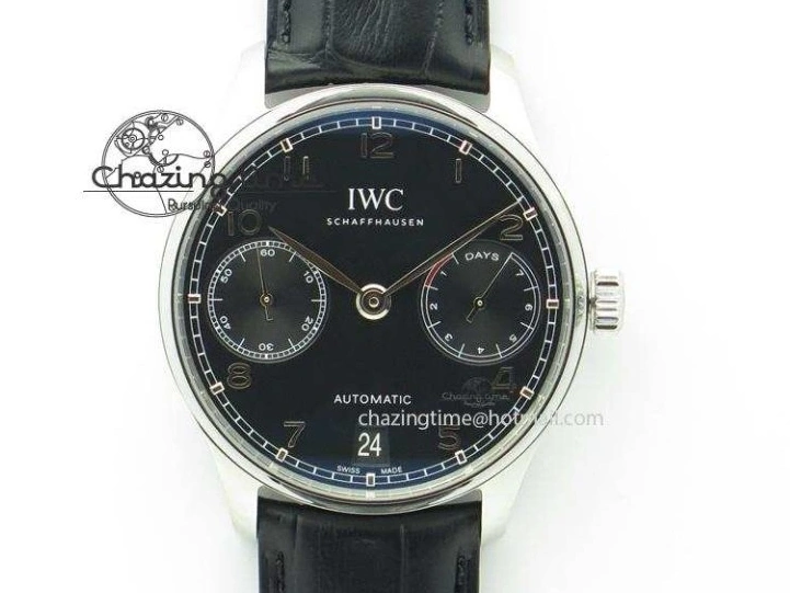 MIROTIME 0201 Original Portuguese IW358304 ZF 1:1 Best Edition SS White Dial RG Markers on Leather Strap A 7077